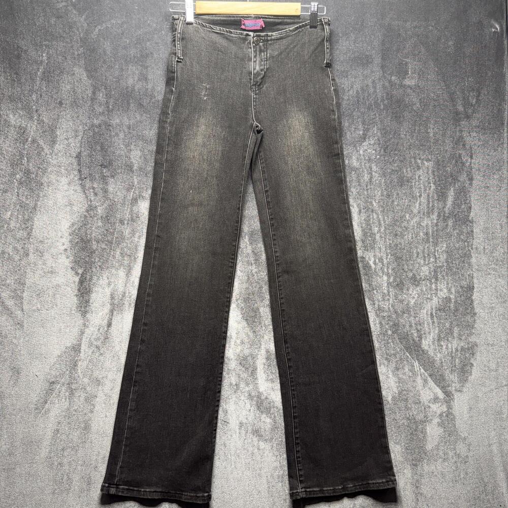 Edikted Jeans Womens S Gray Straight Leg Cotton Charcoal Wash Denim Pants